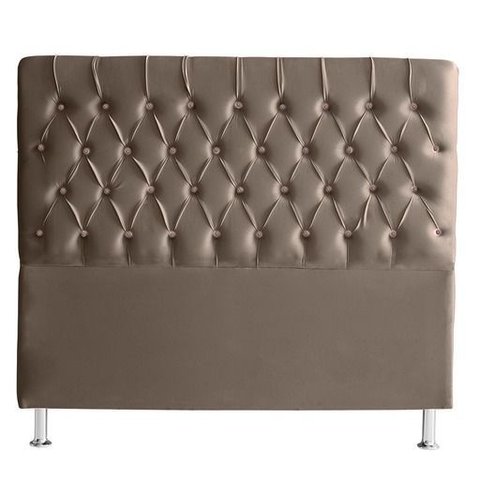 Cabeceira de Cama Box Bella Queen 160 Cm Suede Botão Cristal Capuccino Eli Móveis e Decoração