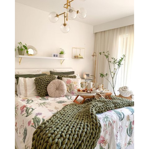 Manta Peseira de Maxi Tricot King 0,70x2,50m, Cor Musgo - Magma Cotton