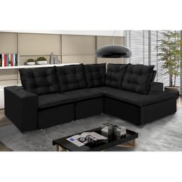 Sofá de Canto Montreal Retrátil, Reclinável, 4 Lugares 2,70x2,10 Metros, Chaise Fixo, Pillow Top, Pr - 1