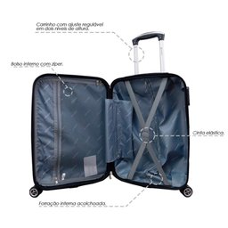 Mala de Viagem Bordo Compacta 10kg Abs Rodinhas 360 Cadeado:preto/u - 4
