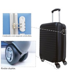 Mala de Viagem Bordo Compacta 10kg Abs Rodinhas 360 Cadeado:preto/u - 2