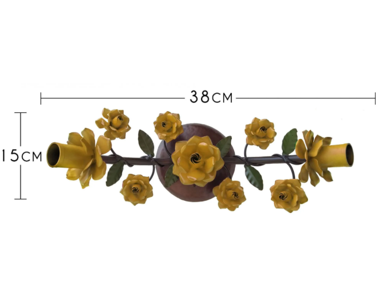 Arandela Rustica Artesanal Em Ferro Com Flores Libertas Rosas Artesanato Amarelo - 8