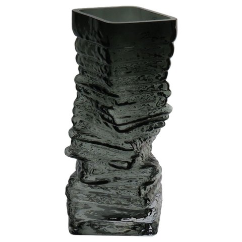Vaso Decorativo Enfeite Planta Pedra Vidro 24x10x10cm Fume