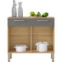 Ver imagem 3 de Balcão Gabinete de Cozinha 90 Cm 2 Portas Nala Kits Paraná Cor:freijó Supremo Cp Ripado Freijó