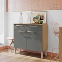 Ver imagem 2 de Balcão Gabinete de Cozinha 90 Cm 2 Portas Nala Kits Paraná Cor:freijó Supremo Cp Ripado Freijó