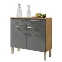 Ver imagem 1 de Balcão Gabinete de Cozinha 90 Cm 2 Portas Nala Kits Paraná Cor:freijó Supremo Cp Ripado Freijó