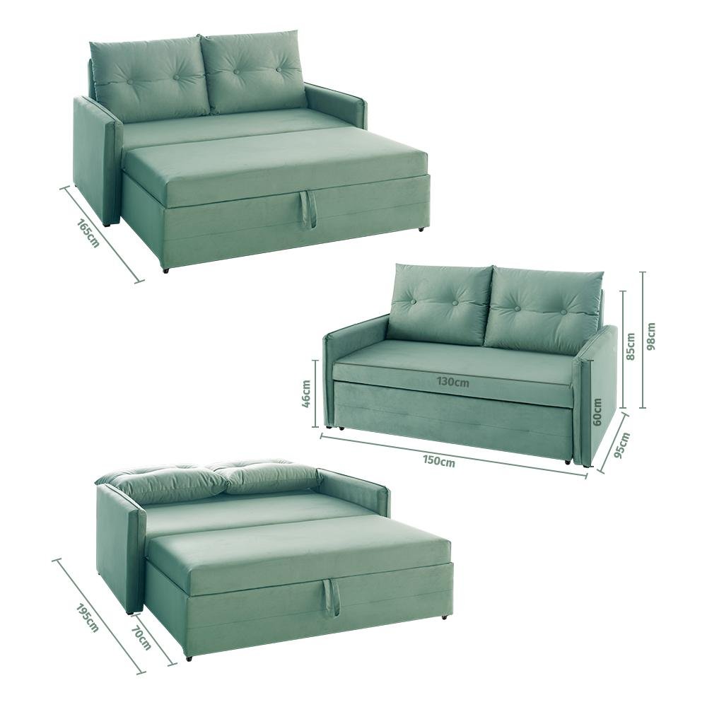 Sofá Icaria 3 em 1 Sofá Chaise Cama Verde Estofama - 2