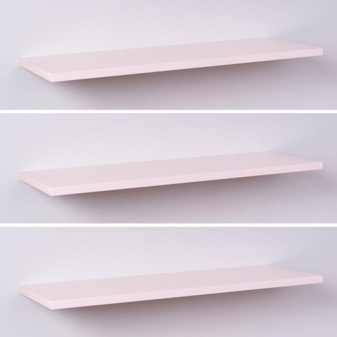 Kit com 3 Prateleiras 60 X 20cm Suporte Invisivel - Cor Rosa Bebe