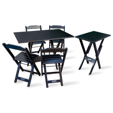 Jogo De Mesa 1,10x70 Com 4 Cadeiras E Mesa Aparador Preto