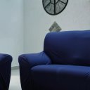 Ver imagem 6 de Kit Capa para Sofá 02 e 03 Lugares Favorita Malha Coladinha:Azul Marinho