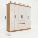 Ver imagem 3 de Guarda Roupa Solteiro 06 Portas 02 Gavetas Cinamomo/Off White Alexandre