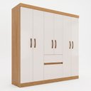 Ver imagem 2 de Guarda Roupa Solteiro 06 Portas 02 Gavetas Cinamomo/Off White Alexandre