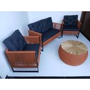 Ver imagem 2 de Varanda Móveis Corda Náutica 2 Poltronas 1 Sofá 1 Mesa Redonda 70cm Tampo em Madeira Jardim Sala