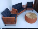 Ver imagem 2 de Varanda Móveis Corda Náutica 2 Poltronas 1 Sofá 1 Mesa Redonda 70cm Tampo em Madeira Jardim Sala