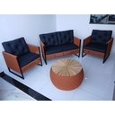 Ver imagem 3 de Varanda Móveis Corda Náutica 2 Poltronas 1 Sofá 1 Mesa Redonda 70cm Tampo em Madeira Jardim Sala