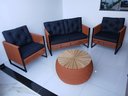 Ver imagem 3 de Varanda Móveis Corda Náutica 2 Poltronas 1 Sofá 1 Mesa Redonda 70cm Tampo em Madeira Jardim Sala