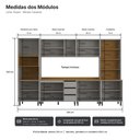 Ver imagem 4 de Cozinha Completa Modulada 6 Peças 340 cm Cinza Tóquio Casamia