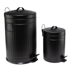 Ki Lixeira Retrô com Pedal Preta Mollie 5 Litros + 20 Litros