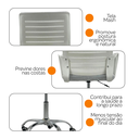 Ver imagem 6 de Kit 3 Cadeiras de Escritório Secretaria Diretor Roma Ergonômica - Branca