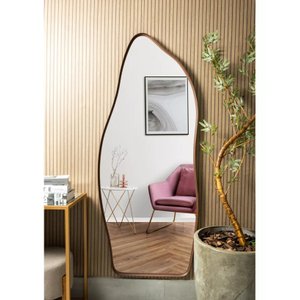 Espelho Grande Corpo Inteiro com Moldura Metal Orgânico Decorativo 150x60cm Luxo Marrom