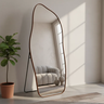 Espelho Grande Corpo Inteiro com Moldura Metal Orgânico Decorativo 150x60cm Luxo Marrom - 1