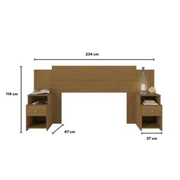 Cabeceira Extensível Cama Solteiro, Casal e Queen com Mesa de Cabeceira Maceió Carvalho - 3