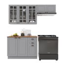 Ver imagem 2 de Armário de Cozinha Modulada Compacta Fidelitá Nara 100% MDF 3 Peças 200cm 8 Portas 2 Gavetas com