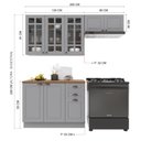 Ver imagem 4 de Armário de Cozinha Modulada Compacta Fidelitá Nara 100% MDF 3 Peças 200cm 8 Portas 2 Gavetas com