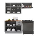 Ver imagem 3 de Armário de Cozinha Modulada Compacta Fidelitá Nara 100% MDF 3 Peças 200cm 8 Portas 2 Gavetas com