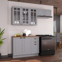 Ver imagem 1 de Armário de Cozinha Modulada Compacta Fidelitá Nara 100% MDF 3 Peças 200cm 8 Portas 2 Gavetas com