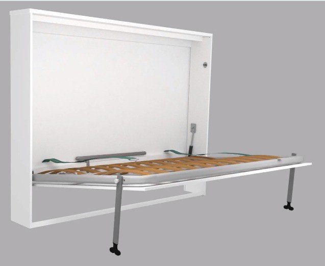 Cama Retrátil Embutida Casal Horizontal com Armário - Linho Cinza Claro - 2
