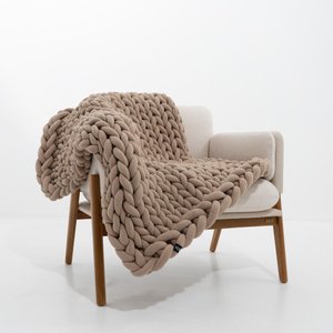 Manta Peseira de Tricot Solteiro/sofá 0,60x1,50m, Cor Areia - Magma Cotton