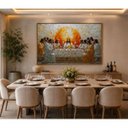 Ver imagem 3 de Quadro Santa Ceia Arte Religiosa Moderna 146x96cm Canvas e Moldura