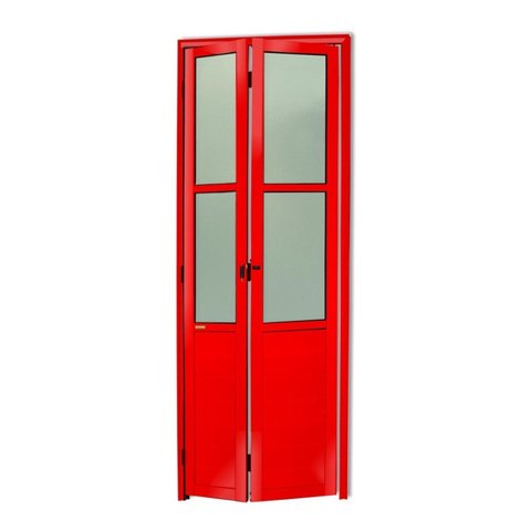 Porta Camarão Meia Lambril Meia Vidrão Linha 25 Vidro Boreal 210cm x 60cm Brimak Abertura Direita Vermelho