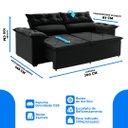 Ver imagem 3 de Sofá Compact 200cm Retrátil, Reclinável Preto 5 Posições com molas Espirais