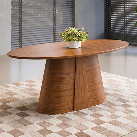 Mesa de Jantar 6 Lugares Orgânica Tampo Elipse 183cm Degas D05 Freijó - Lyam Decor