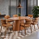 Ver imagem 2 de Mesa de Jantar 6 Lugares Orgânica Tampo Elipse 183cm Degas D05 Freijó - Lyam Decor