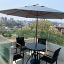 Ver imagem 2 de Jogo de Mesa 90cm Ripada 4 Cadeiras Aluminio Corda Náutica + Guarda Sol