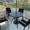 Ver imagem 3 de Jogo de Mesa 90cm Ripada 4 Cadeiras Aluminio Corda Náutica + Guarda Sol