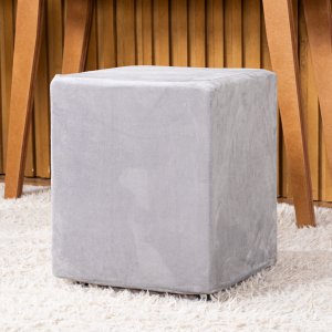 Capa de Puff Quadrado Avulsa Lisa Ajustável com Elástico - Tecido Veludo Suede Decoração Banquinho L