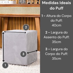 Capa de Puff Quadrado Avulsa Lisa Ajustável com Elástico - Tecido Veludo Suede Decoração Banquinho L - 4