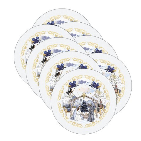 Kit Sousplat Natal Presépio Iv Nsw 8 Peças sem Base