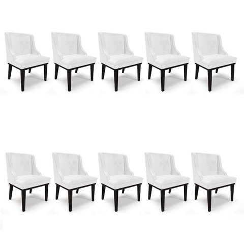 Kit 10 Cadeiras De Jantar Corano Branco Base Madeira