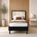 Ver imagem 1 de Cama Solteiro com Cabeceira Palhinha 88cm Moss A03 Nero - Lyam Decor