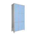 Ver imagem 1 de Armário Roupeiro de Aço Vestiário Academia 9 Portas Azul Claro com Chave