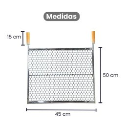 Grelha Especial Inox Moeda 50x45 para Churrasco Cabo Madeira - Gudim - 3