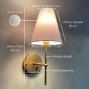 Ver imagem 4 de Arandela de Parede Clássico Alumínio Interruptor com Cúpula Tecido Algodão Ref 05
