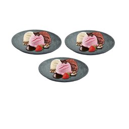 Kit 3 Pratos Raso Redondo Pedra Sabão Sobremesa e Bolos 30cm - 3