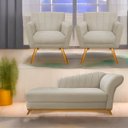 Ver imagem 1 de Kit Diva Recamier Vanessa 140cm Lado Esquerdo e 02 Poltronas Laura Suede - Doce Sonho Móveis RECAMIE