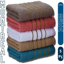 Kit 5 Toalhas de Banho Grossas Banhão 70 X 140 Montreal Beka Alta Absorção - 1